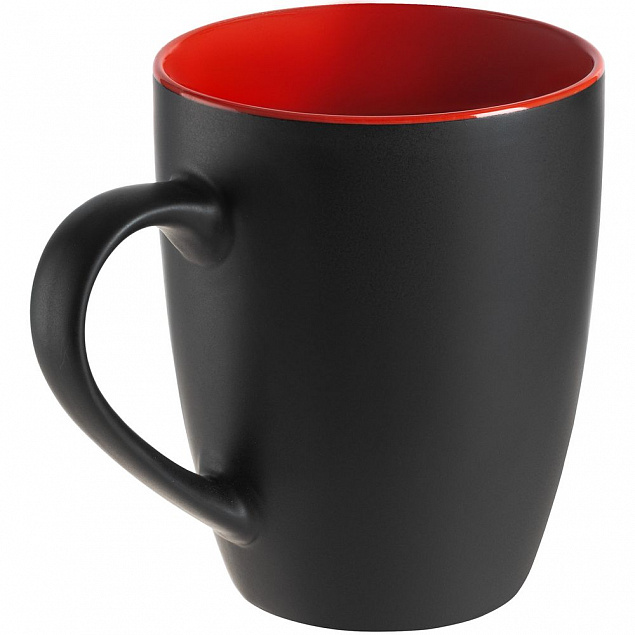 Кружка Bright Tulip, матовая, черная с красным с логотипом в Самаре заказать по выгодной цене в кибермаркете AvroraStore