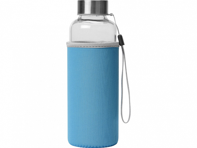 Бутылка для воды Pure c чехлом, 420 мл, голубой с логотипом в Самаре заказать по выгодной цене в кибермаркете AvroraStore