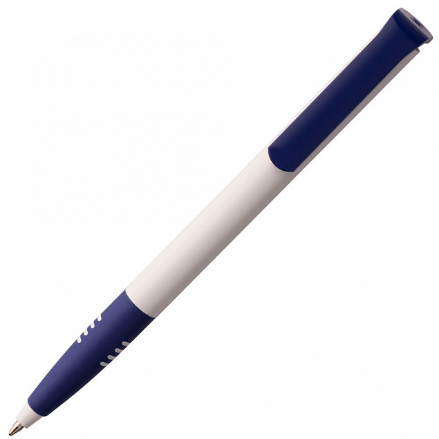 Ручка шариковая Senator Super Soft, белая с синим с логотипом в Самаре заказать по выгодной цене в кибермаркете AvroraStore