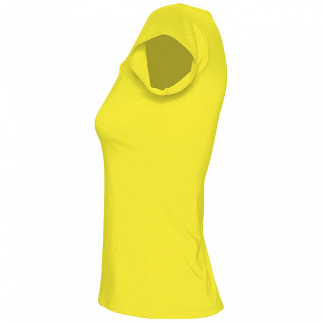Футболка женская MELROSE 150 с глубоким вырезом, лимонно-желтая с логотипом в Самаре заказать по выгодной цене в кибермаркете AvroraStore