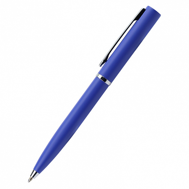 Ручка металлическая Alfa фрост, синяя с логотипом в Самаре заказать по выгодной цене в кибермаркете AvroraStore