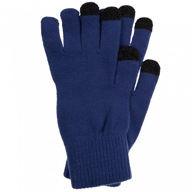 Перчатки сенсорные Urban Flow, темно-синий меланж с логотипом в Самаре заказать по выгодной цене в кибермаркете AvroraStore