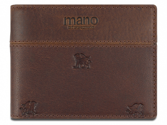 Портмоне Mano Don Leon, натуральная кожа в коричневом цвете, 11 х 8,6 см с логотипом в Самаре заказать по выгодной цене в кибермаркете AvroraStore