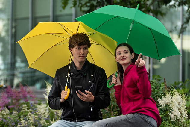 Зонт-трость Promo, желтый с логотипом в Самаре заказать по выгодной цене в кибермаркете AvroraStore