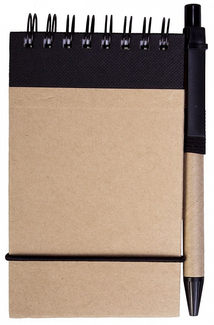 Блокнот на кольцах Eco Note с ручкой, черный с логотипом в Самаре заказать по выгодной цене в кибермаркете AvroraStore